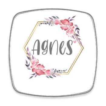 Agnes Mädchen Name personalisiertes Geschenk - Viereckiger Kühlschrankmagnet - Weiß - Vorne