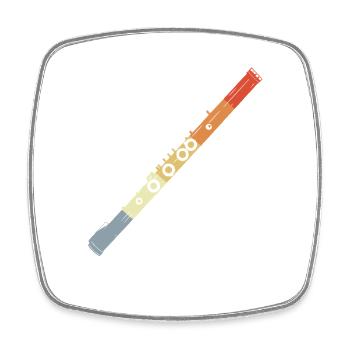 Flute Drawing Vintage Look - Square fridge magnet - white - Front
