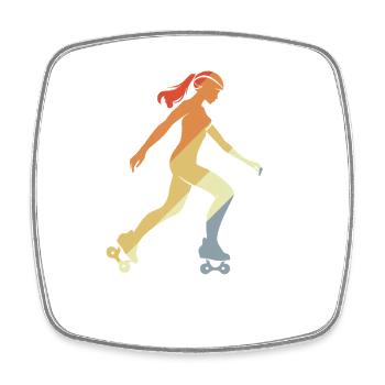 Vintage Roller Skating Girl Grafik - Viereckiger Kühlschrankmagnet - Weiß - Vorne