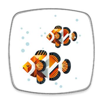 Two Clownfish – Geometric Ocean Illustration - Square fridge magnet - white - Front