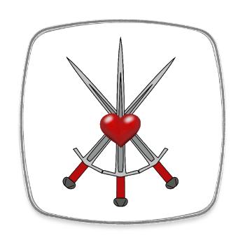Schwert Ritter Mittelalter Schwerter Krieger Herz - Viereckiger Kühlschrankmagnet - Weiß - Vorne