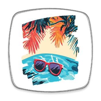 Summer & Summer Glasses - Square fridge magnet - white - Front