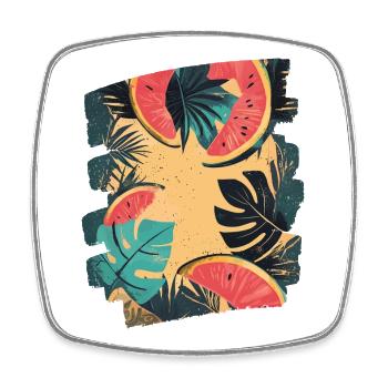 Sommer Wassermelone und Palmen - Viereckiger Kühlschrankmagnet - Weiß - Vorne