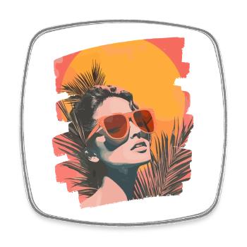 Sommer Retro - Viereckiger Kühlschrankmagnet - Weiß - Vorne