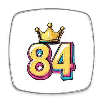 84 Nombre Couronne - Magnet carré - blanc - Devant