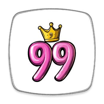 99 Number Crown - Square fridge magnet - white - Front