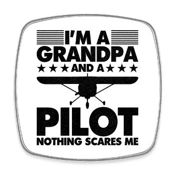 I'm a grandpa and a pilot nothing scares me - Viereckiger Kühlschrankmagnet - Weiß - Vorne