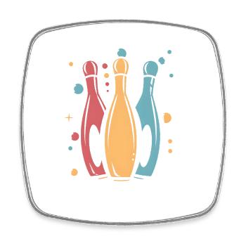 Quilles vintage - Magnet carré - blanc - Devant