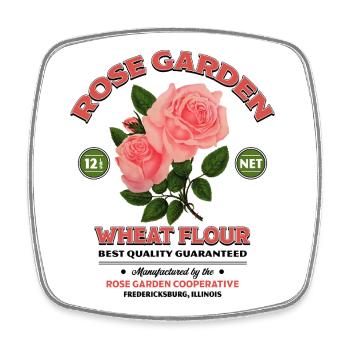 Rose Garden – Vintage Flour Label - Square fridge magnet - white - Front