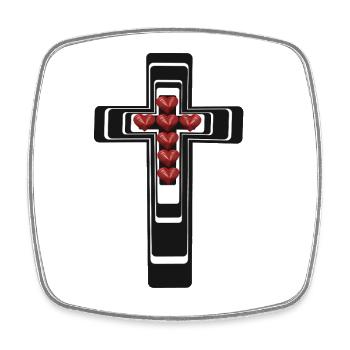 Croix Jésus Coeur Coeurs Croix Crucifix - Magnet carré - blanc - Devant
