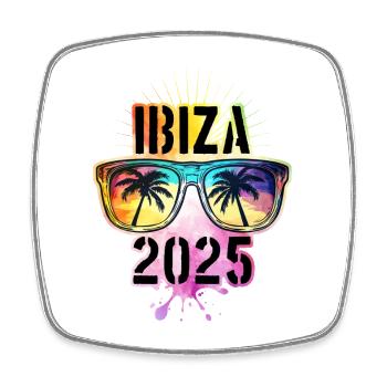 Ibiza 2025 Palm Trees Colorful - Square fridge magnet - white - Front