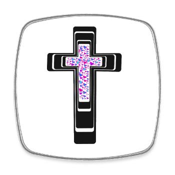 Croix Jésus Croix Cœur d’église Coeurs - Magnet carré - blanc - Devant