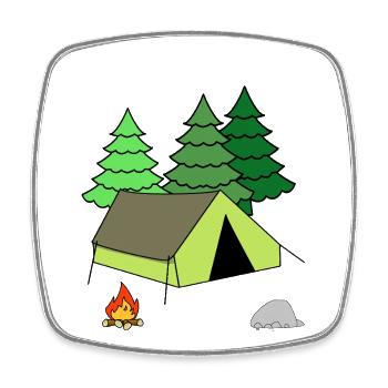Campfire Tent Camping Camping Forest - Square fridge magnet - white - Front