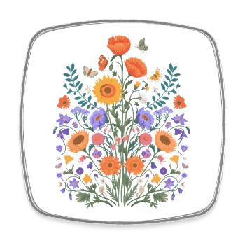 Wild Garden - Botanisch-florale Naturkunst - Viereckiger Kühlschrankmagnet - Weiß - Vorne