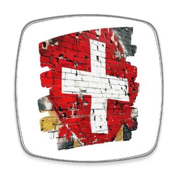Schweizer Flagge Schweiz - Viereckiger Kühlschrankmagnet - Weiß - Vorne