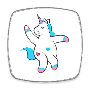 Dancing Happy Licorne Licorne Fantasy - Magnet carré - blanc - Devant