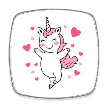 tanzendes happy einhorn fee unicorn fantasy 4 - Viereckiger Kühlschrankmagnet - Weiß - Vorne