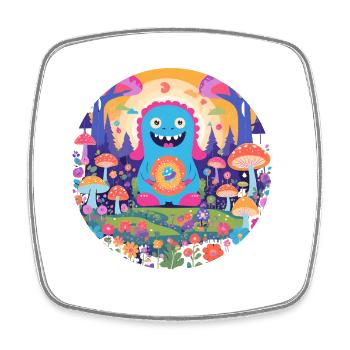süsses und lustiges knuddel-kuschel monster kinder - Viereckiger Kühlschrankmagnet - Weiß - Vorne