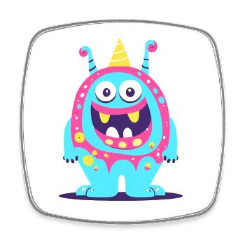 süsses und lustiges knuddel-kuschel monster kinder - Viereckiger Kühlschrankmagnet - Weiß - Vorne