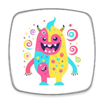 süsses und lustiges knuddel-kuschel monster kinder - Viereckiger Kühlschrankmagnet - Weiß - Vorne