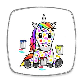Unicorn Valentine Heart Hearts Unicorns Kids - Square fridge magnet - white - Front