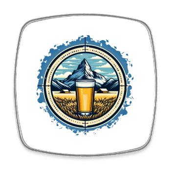 Mountain and Beer Adventure Design - Square fridge magnet - white - Front