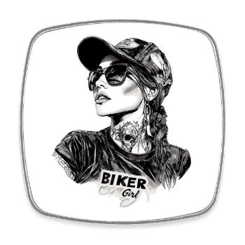 Biker Girl Geburtstag Motorrad Motorcycle Bikerin - Viereckiger Kühlschrankmagnet - Weiß - Vorne