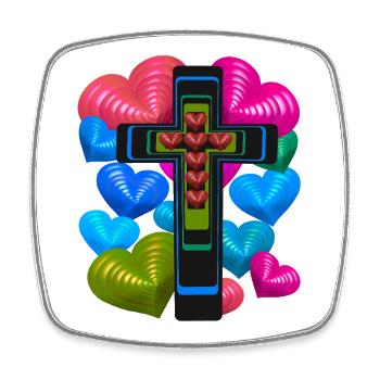 Croix Croix Cœur Cœurs Jésus - Magnet carré - blanc - Devant