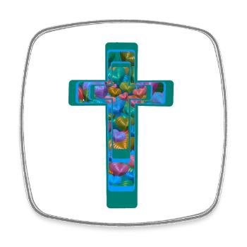 Crucifix Cross Crosses Hearts - Square fridge magnet - white - Front