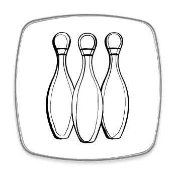 Bowling Line Art - Viereckiger Kühlschrankmagnet - Weiß - Vorne