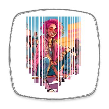 girl girlie wild punk freestyle love peace style - Square fridge magnet - white - Front