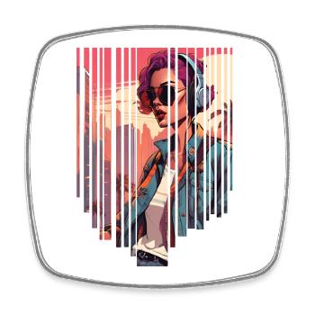 girl girlie wild punk freestyle love peace style - Square fridge magnet - white - Front