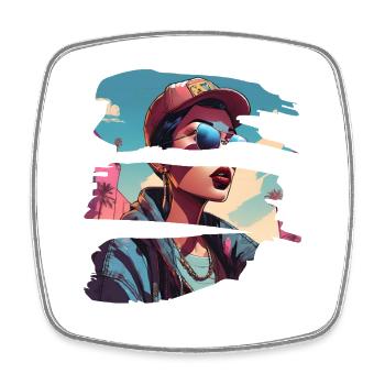 girl girlie wild punk freestyle love peace style - Square fridge magnet - white - Front