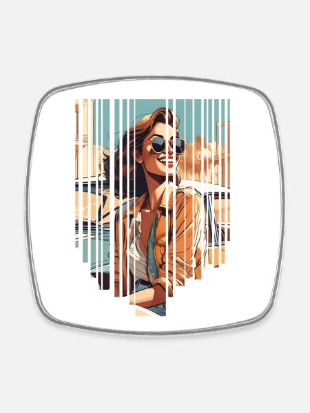 girl girlie wild punk freestyle love peace style - Square fridge magnet - white
