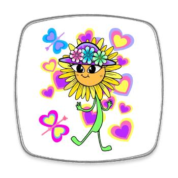 Tournesol Tournesol Coeur Coeurs Enfants Enfant - Magnet carré - blanc - Devant