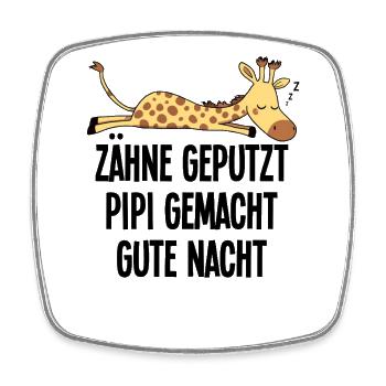 Giraffe Funny Sleeping Motif Teeth Brushed Night - Square fridge magnet - white - Front
