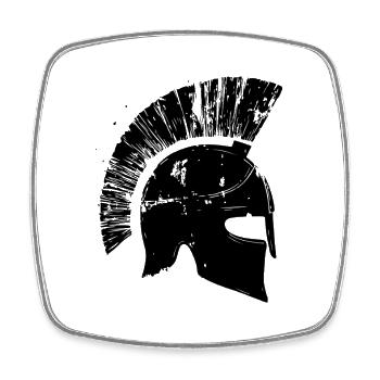 Spartan Helmet Icon - Square fridge magnet - white - Front