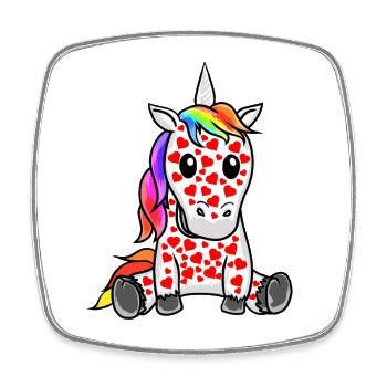 Unicorn Valentine Heart Hearts Unicorns - Square fridge magnet - white - Front