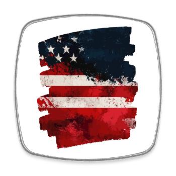 USA Flagge Vereinigte Staaten von Amerika - Viereckiger Kühlschrankmagnet - Weiß - Vorne