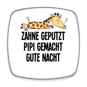 Girafe Bonne Nuit Drôle Dents Brossées Cadeau - Magnet carré - blanc - Devant
