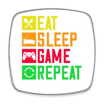 Kultiges Gaming-Motiv "Eat Sleep Game Repeat" - Viereckiger Kühlschrankmagnet - Weiß - Vorne
