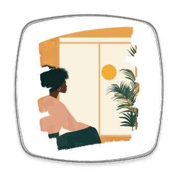 Relax Meditation Selfcare Me-Time - Viereckiger Kühlschrankmagnet - Weiß - Vorne