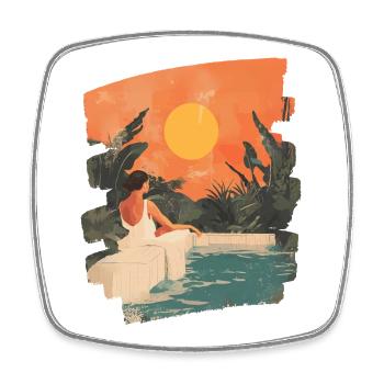 Relax Meditation Selfcare Me-Time - Viereckiger Kühlschrankmagnet - Weiß - Vorne