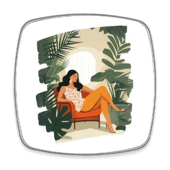 Relax Meditation Selfcare Me-Time - Viereckiger Kühlschrankmagnet - Weiß - Vorne