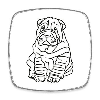 Niedlicher Mops Hund - Viereckiger Kühlschrankmagnet - Weiß - Vorne
