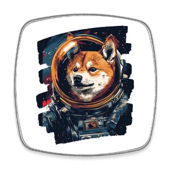 Shiba Astronaut - Viereckiger Kühlschrankmagnet - Weiß - Vorne