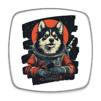 Husky Astronaut - Viereckiger Kühlschrankmagnet - Weiß - Vorne