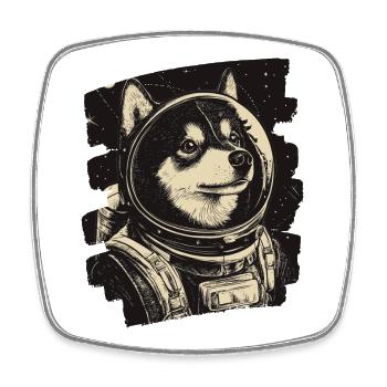 Husky Astronaut - Viereckiger Kühlschrankmagnet - Weiß - Vorne