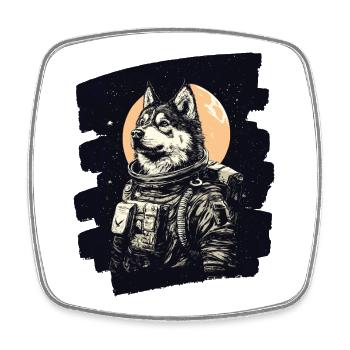 Husky Astronaut - Viereckiger Kühlschrankmagnet - Weiß - Vorne