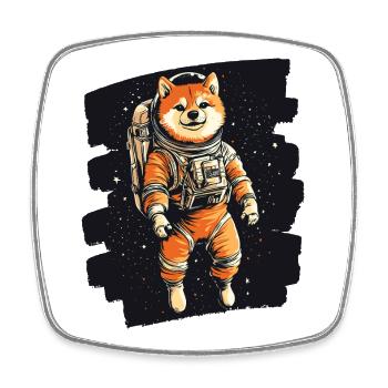 Shiba Inu Astronaut - Viereckiger Kühlschrankmagnet - Weiß - Vorne